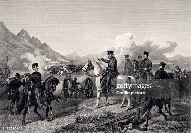 ilustrações, clipart, desenhos animados e ícones de general zachary taylor: a batalha de buena vista 1847.  ( xxxl com muitos detalhes) - mexican american war