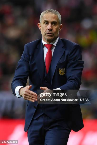 Sylvinho, Head Coach of Albania, reacts during the UEFA EURO 2024 qualifying round group B match between Poland and Albania at National Stadium on...