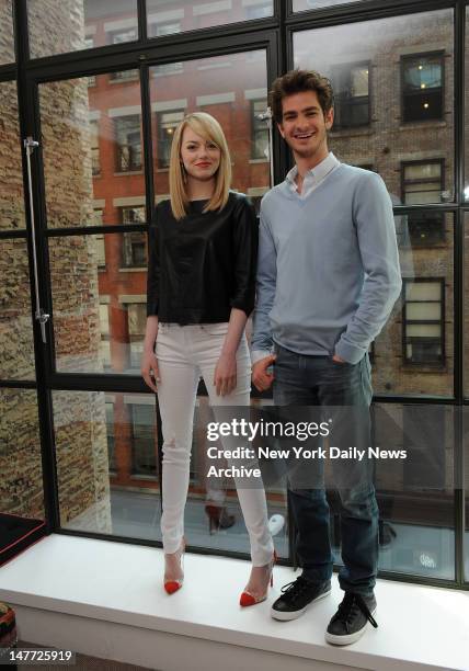 The Amazing Spider-Man star Andrew Garfield and Emma Stone at the The Crosby Street Hotel, 79 Crosby Street, in Manhattan.