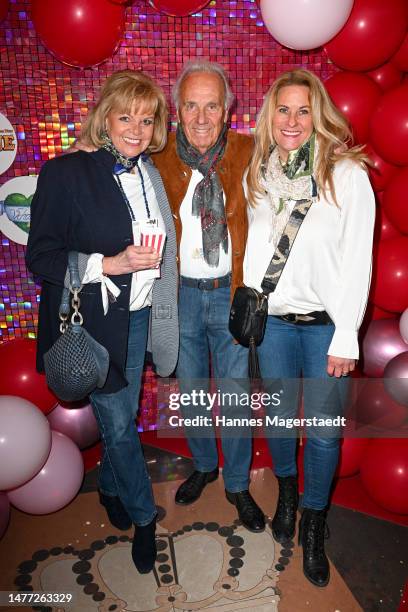 Margot Steinberg, Guenter Steinberg and Silja Schrank-Steinberg attends the "Tracht & Show" at Circus Krone on March 27, 2023 in Munich, Germany.