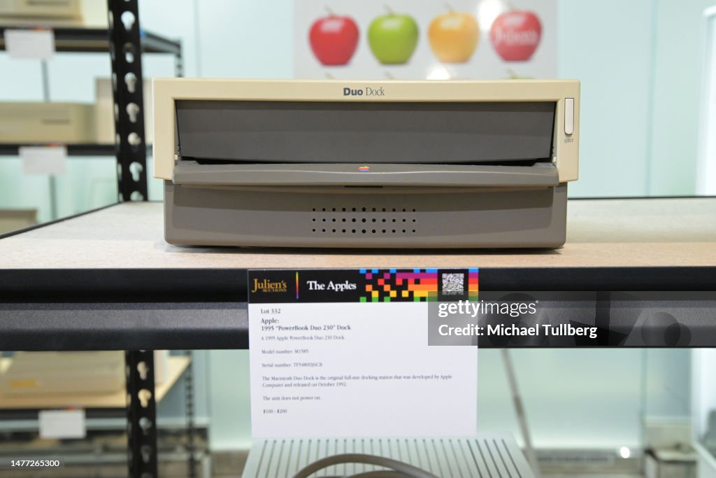 A vintage Apple DuoDock peripheral on display at