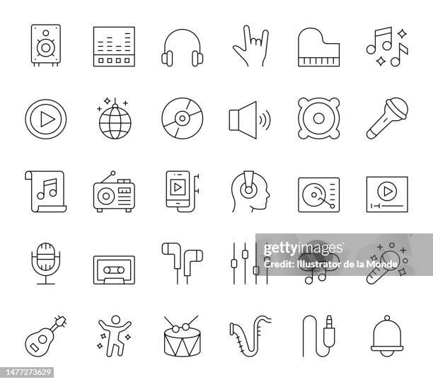 audio and music line icons - vhs stock illustrations