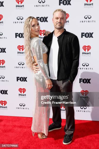 Sharna Burgess and Brian Austin Green attend the 2023 iHeartRadio Music Awards at Dolby Theatre on March 27, 2023 in Hollywood, California.