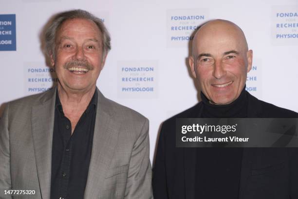 Michel Leeb and Nicolas Canteloup attend the "Stethos D'Or 2023" Gala at Hotel Georges V on March 27, 2023 in Paris, France.