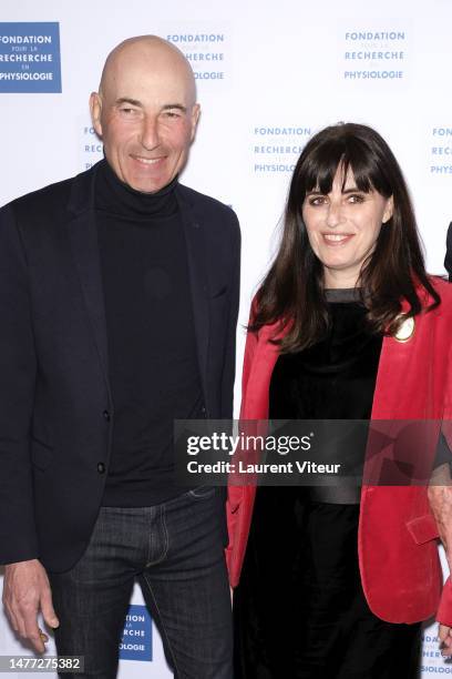 Nicolas Canteloup and Sadrine Sarroche attend the "Stethos D'Or 2023" Gala at Hotel Georges V on March 27, 2023 in Paris, France.