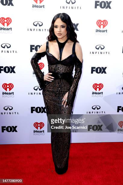 Becky G attends the 2023 iHeartRadio Music Awards at Dolby Theatre in Los Angeles, California on March 27, 2023. Broadcasted live on FOX.