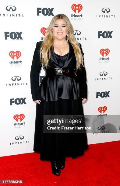 Kelly Clarkson attends the 2023 iHeartRadio Music Awards at Dolby Theatre on March 27, 2023 in Hollywood, California.