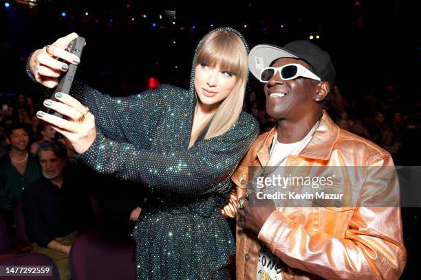 Taylor Swift and Flavor Flav attend the 2023 iHeartRadio Music Awards at Dolby Theatre in Los Angeles, California on March 27, 2023. Broadcasted live...