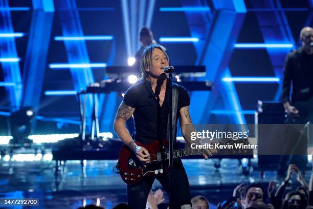 Keith Urban performs onstage during the 2023 iHeartRadio Music Awards at Dolby Theatre in Los Angeles, California on March 27, 2023. Broadcasted live...
