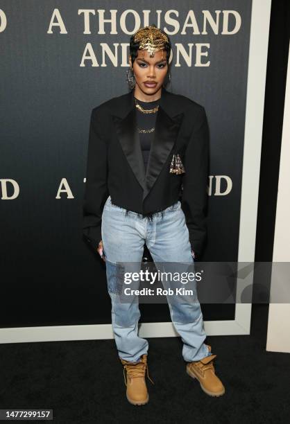 Teyana Taylor attends the New York Premiere of "A Thousand And One" at AMC Magic Johnson Harlem on March 27, 2023 in New York City.