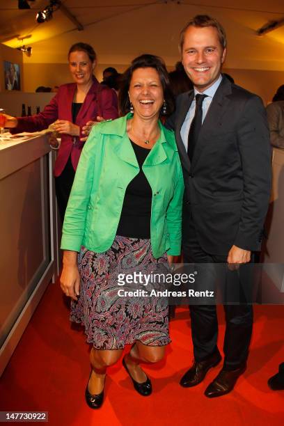 German Agriculture and Consumer Protection Minister Ilse Aigner and German Health Minister Daniel Bahr attend the ZDF summer reception on July 2,...