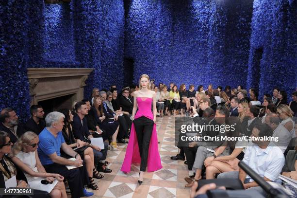 Model walks the runway at the Christian Dior Autumn Winter 2012 fashion show during Paris Haute Couture Fashion Week on July 2, 2012 in Paris, France.