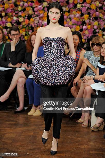 Model walks the runway at the Christian Dior Autumn Winter 2012 fashion show during Paris Haute Couture Fashion Week on July 2, 2012 in Paris, France.