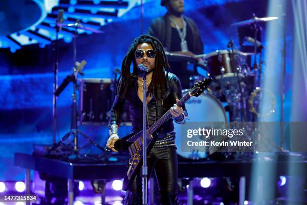 Lenny Kravitz performs onstage during the 2023 iHeartRadio Music Awards at Dolby Theatre in Los Angeles, California on March 27, 2023. Broadcasted...