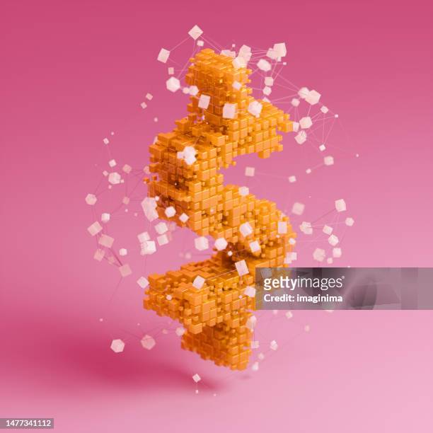 fintech concepts - 3d dollar sign with connections - market square stockfoto's en -beelden