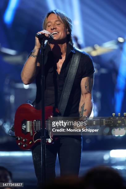 Keith Urban performs onstage during the 2023 iHeartRadio Music Awards at Dolby Theatre on March 27, 2023 in Hollywood, California.