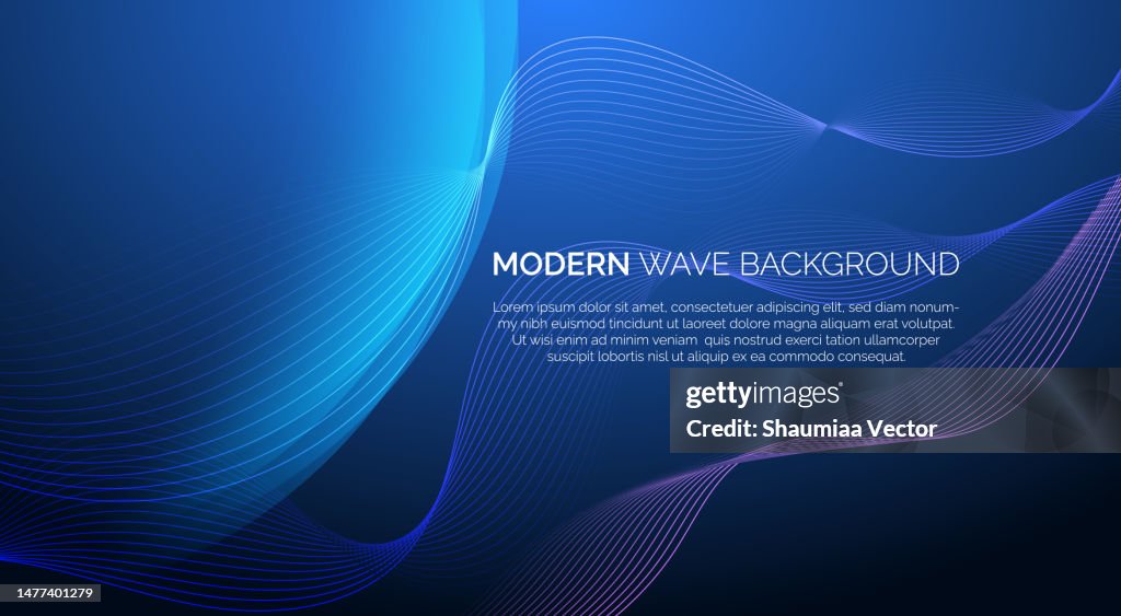 Moderne blaue Wellenlinienpartikeltechnologie Abstrakter Hintergrund