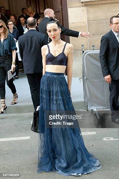 Michelle Harper arrives at the Christian Dior Haute-Couture Show as part of Paris Fashion Week Fall / Winter 2013 on July 2, 2012 in Paris, France.