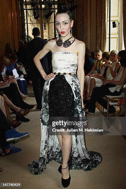 Michelle Harper attends the Giambattista Valli Haute-Couture Show as part of Paris Fashion Week Fall / Winter 2012/13 on July 2, 2012 in Paris,...