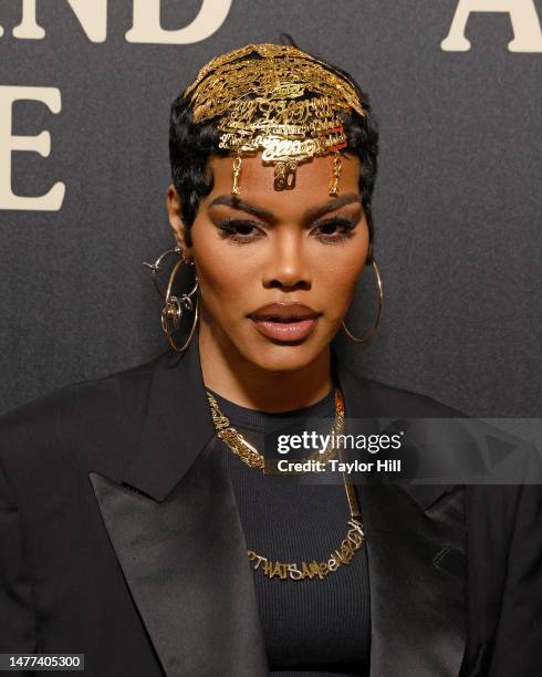 Teyana Taylor attends the New York premiere of Focus Features' "A Thousand and One" at AMC Magic Johnson Harlem on March 27, 2023 in New York City.