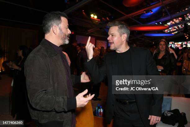 Jimmy Kimmel and Matt Damon attend Amazon Studios' World Premiere Of "AIR" after party on March 27, 2023 in Los Angeles, California.
