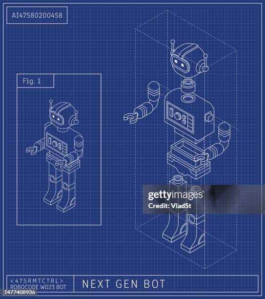 ilustrações, clipart, desenhos animados e ícones de blueprint de um robô instruções de montagem de brinquedos - manual