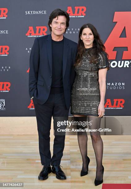 Jason Bateman and Amanda Anka attend the Amazon Studios' World Premiere of "AIR" at Regency Village Theatre on March 27, 2023 in Los Angeles,...