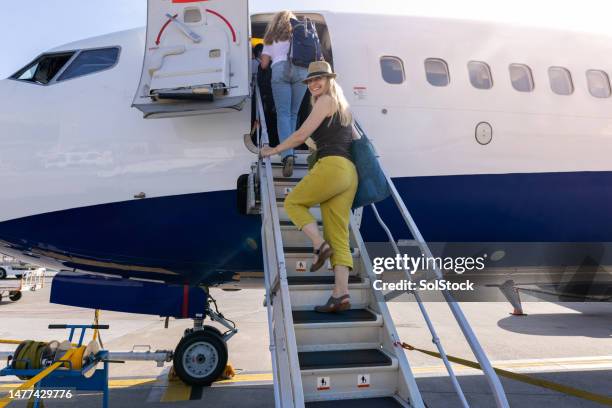 excited for her flight - getting on stock pictures, royalty-free photos & images