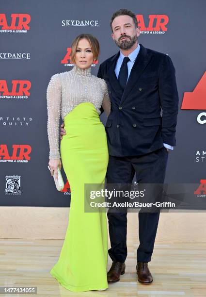 Jennifer Lopez and Ben Affleck attend the Amazon Studios' World Premiere of "AIR" at Regency Village Theatre on March 27, 2023 in Los Angeles,...
