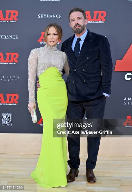 Jennifer Lopez and Ben Affleck attend the Amazon Studios' World Premiere of "AIR" at Regency Village Theatre on March 27, 2023 in Los Angeles,...