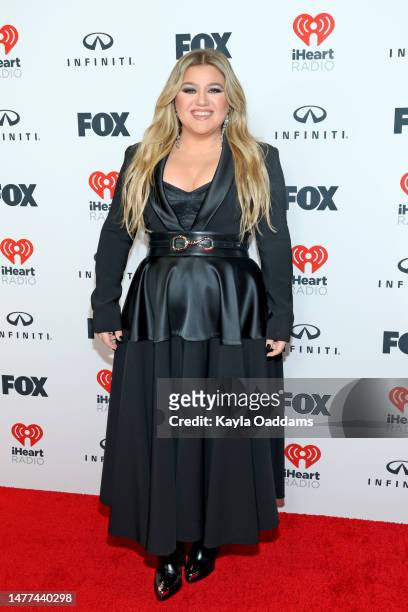 Kelly Clarkson attends the 2023 iHeartRadio Music Awards at Dolby Theatre on March 27, 2023 in Hollywood, California.
