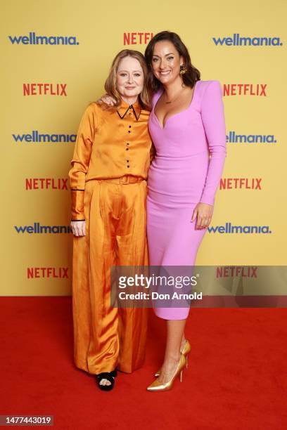 Miranda Otto and Celeste Barber attend a special screening of Netflix's new series WELLMANIA at Event Cinemas Bondi Junction on March 28, 2023 in...