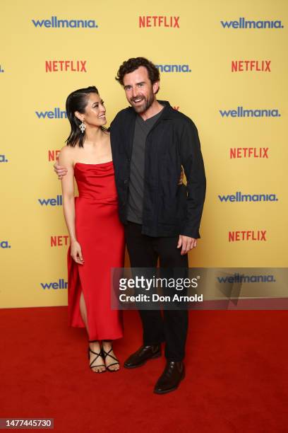 Fong and Johnny Carr attend a special screening of Netflix's new series WELLMANIA at Event Cinemas Bondi Junction on March 28, 2023 in Sydney,...