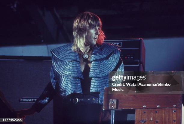 Keith Emerson of the British progressive rock band Emerson, Lake & Palmer performs on stage at 'Melody Maker Poll Awards Concert', Oval, London, 30th...