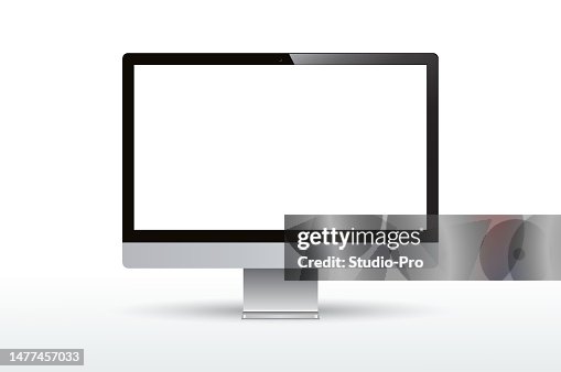 Realistic Modern Blank Frame Display Computer Monitor Vector Template ...