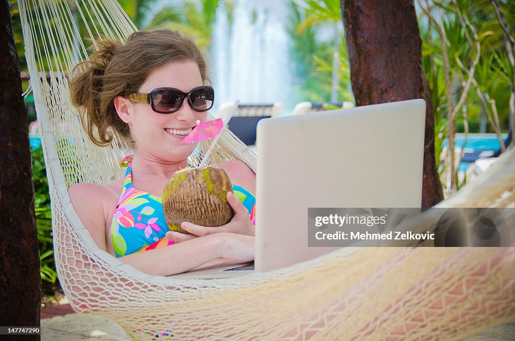Smiling woman enjoying her summer vacation