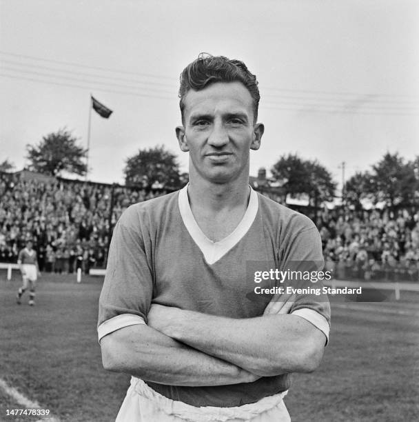 Watford Football Club winger Johnny Gavin during a Division 4 match against Millwall, October 11th 1958. Watford drew 1-1.