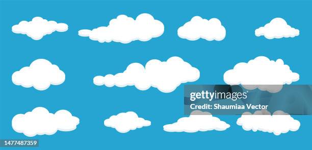 cartoon clouds set vector illustration. - puffy clouds stock illustrations