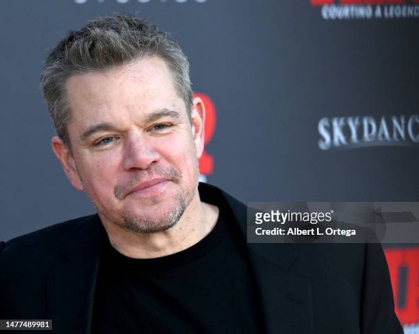 Matt Damon arrives for Amazon Studios' World Premiere Of "AIR" held at Regency Village Theatre on March 27, 2023 in Los Angeles, California.