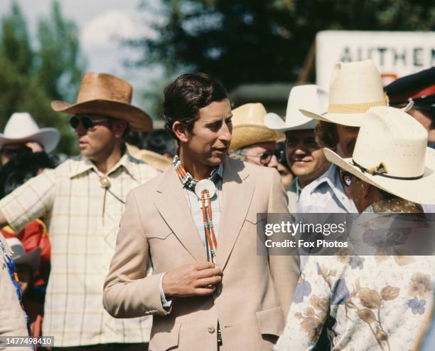 Prince Charles opens the Calgary Stampede in his capacity as Grand Marshall, Calgary, Alberta, Canada, 1977.
