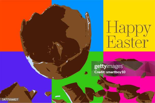 chocolate easter egg greeting - easter candy stock illustrations