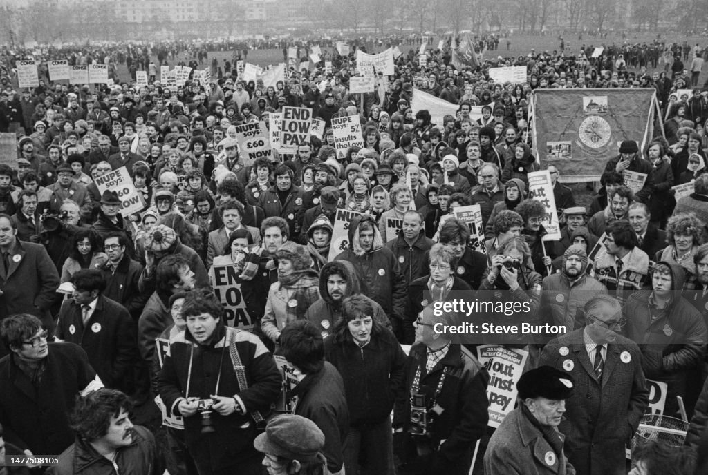 Working Class Rally Public sector workers at a rally in Hyde Park during a 24 hour strike ...