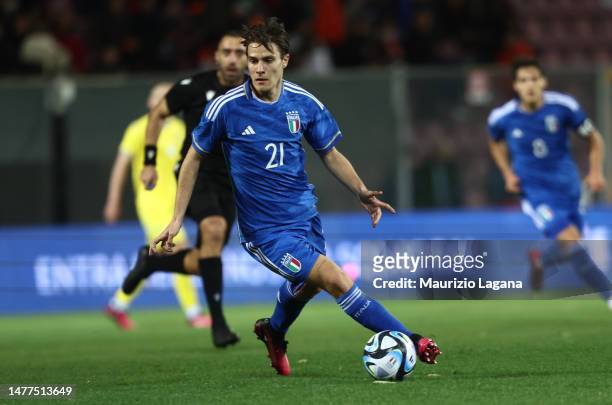 Nicolò Fagioli of Italy during the International Friendly match between Italy U21 and Ukraine U21 at Stadio Oreste Granillo on March 27, 2023 in...