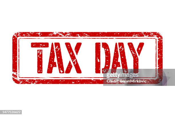 tax day stamp. vector - tax season stock illustrations