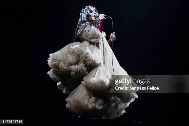 Bjork performs onstage at the Tokyo Garden Theater on March 28, 2023 in Tokyo, Japan.