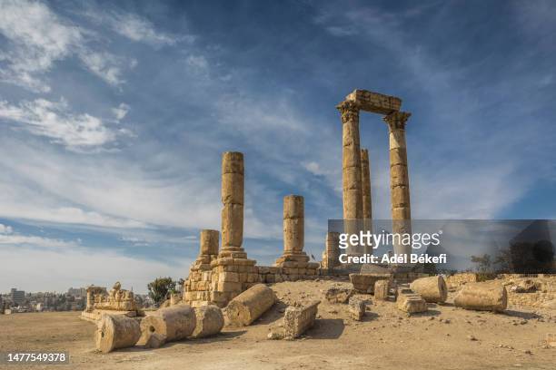 roman temple of hercules (amman citadel, jordan ) - building collapsing stock pictures, royalty-free photos & images