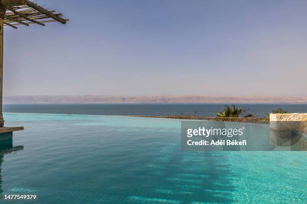 detail-of swimming pool overlooking the dead sea - playa tamarindo - fotografias e filmes do acervo
