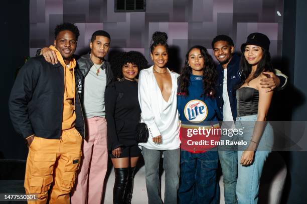 Mitchell Edwards, Cory Hardrict, Kelly Jenrette, Geffri Maya, Netta Walker, Sylvester Powell, and Camille Hyde attend "All American: Homecoming"...