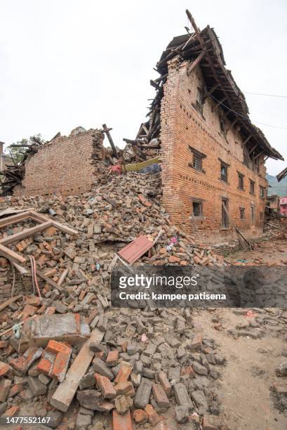 sankhu village which was severly damaged after the major earthquake on 25 april 2015. - social rehabilitation centre stock pictures, royalty-free photos & images