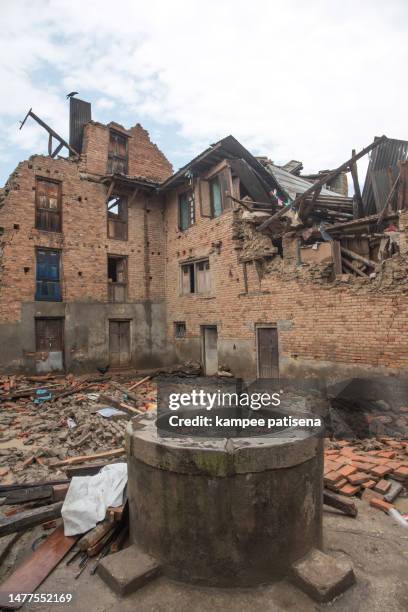 sankhu village which was severly damaged after the major earthquake on 25 april 2015. - social rehabilitation centre stock pictures, royalty-free photos & images